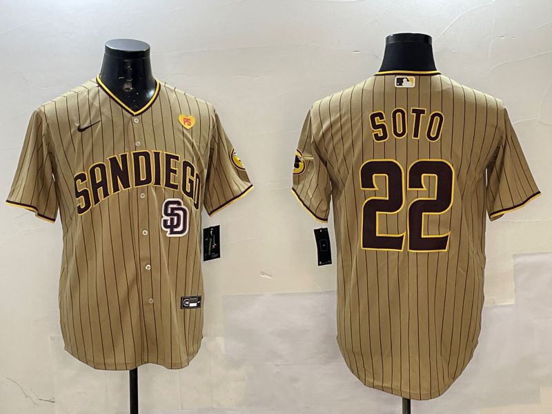 Men San Diego Padres #22 Soto Brown Stripe Game 2025 Nike MLB Jersey style 7->san diego padres->MLB Jersey